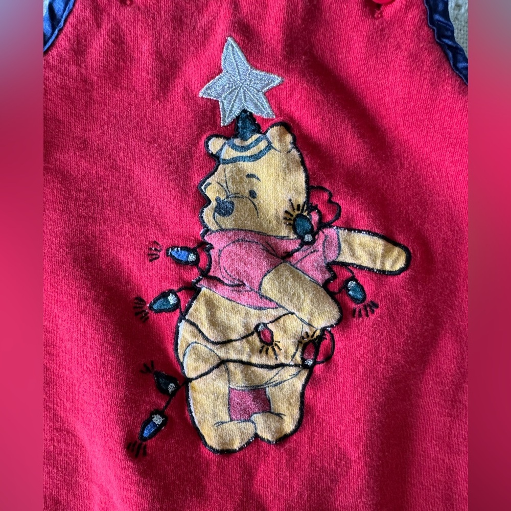 Vintage Winnie the Pooh Christmas Overalls 3/6 months - Picture 2 of 5